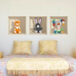 Sticker effet 3d jouets chat, lapin gris et lapin en couleur