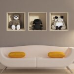 Sticker effet 3d jouets ourson, chien et cerf