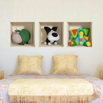 Sticker effet 3d jouets vache, chien et lphant