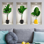 Sticker effet 3d palmiers en pots Sticker effet 3d palmiers en pots