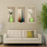 Sticker effet 3d vases en verre color