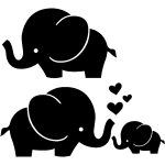 Sticker elephants et coeurs