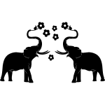 Sticker elphants avec des fleurs