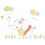 Stickers enfant animaux lphant danseuse sous une belle pluie