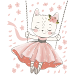 Stickers enfant chat danseuse + ardoise et 4 craies liquides