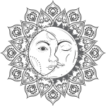 Sticker ethnique demi lune et soleil zen Sticker ethnique demi lune et soleil zen