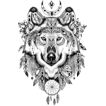 Sticker ethnique tête de loup Sticker ethnique tête de loup