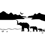 Sticker famille d'lphant