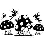 Sticker les fes et leurs maisons champignons