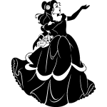 Sticker femme avec panier de fleurs