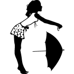 Sticker fille avec parapluie ouverte