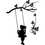 Sticker fille sur une balanoire de l'arbre