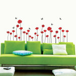 Stickers fleurs coquelicots rouges