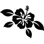 Sticker fleur d'hibiscus avec des feuilles Sticker fleur d'hibiscus avec des feuilles