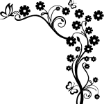 Sticker fleurs et papillons baroque