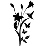 Sticker fleur, papillons et oiseau Sticker fleur, papillons et oiseau
