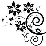 Sticker fleurs, papillons et oiseau