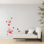 Sticker fleurs roses et papillons