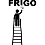 Sticker frigo peintre sur son escabot