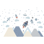 Stickers gants chambre enfant montagne dans l'espace