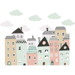 Stickers gants ville dans les nuages