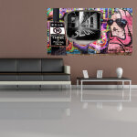 Sticker graffiti rose art gant