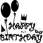 Sticker happy birthday ballons, couronne et masque Sticker happy birthday ballons, couronne et masque