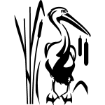 Sticker hron et roseaux