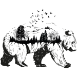 Sticker hipster ours et nature