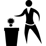 Sticker l'homme qui vole et sa poubelle