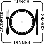 Sticker horloge breakfast, lunch, coffee, dinner et les couverts