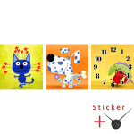 Sticker horloge caricature chat et chiens