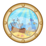 Sticker hublot avec pave de bateau