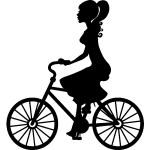 Sticker jeune fille sur une bicyclette