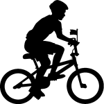 Sticker jeune homme sur une bicyclette