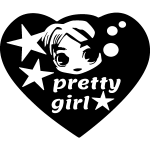 Sticker jolie fille manga dans un coeur