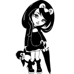 Sticker jolie fille, parapluie fermée, nounours Sticker jolie fille, parapluie fermée, nounours