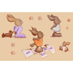 Sticker lapins jouant  la marelle