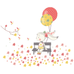 Stickers lapine dans le parc fleurie