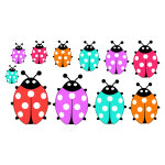 Sticker ligne de coccinelles multicolores