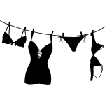Sticker lingeries féminine suspendu sur câble Sticker lingeries féminine suspendu sur câble