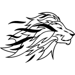 Sticker lion face au vent