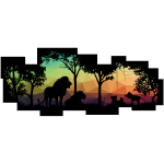 Sticker lion et sa tribu dans la savane