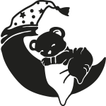 Sticker lune et ourson avec la couette