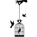 Sticker main tenant cage à oiseaux Sticker main tenant cage à oiseaux