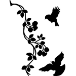 Sticker moineaux et baroque fleur
