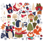 Stickers nol animaux de la fort du rveillon