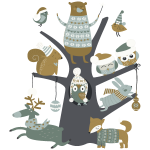 Sticker noël l'arbre magique des animaux des bois Sticker noël l'arbre magique des animaux des bois