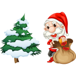 Sticker nol le petit pre nol et son sapin
