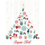 Sticker nol sapin suspendu joyeux nol
